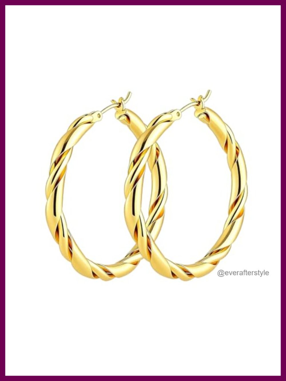 14k Gold Plated Twist Hoop Earrings Hypoallergenic 35mm Dainty Hoops